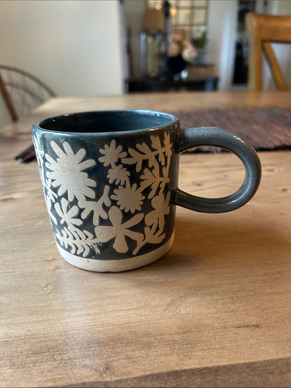 Fringe Studio Desert Flower stoneware mug in charcoal.